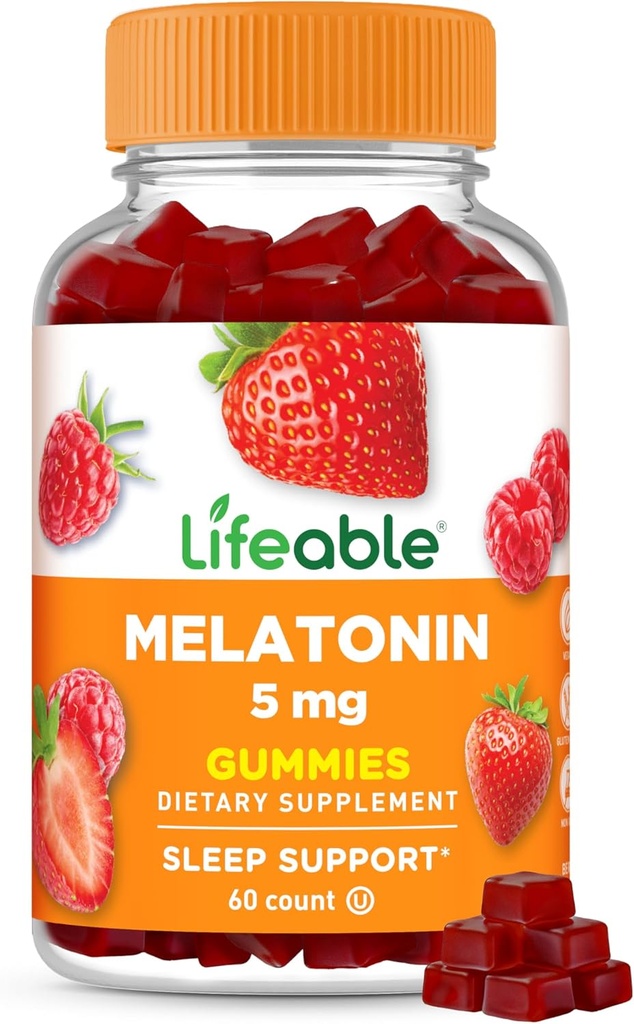 Lifeable Melatonin 5mg Gummies ← Gran Tasting Sleep Supplement for Adults Silencio May Help Falling and Staying Asleep ¦ Vegetarian Sleep Gummies for Adults, Hombres, Mujeres 60 Melatonin Gummies 5mg