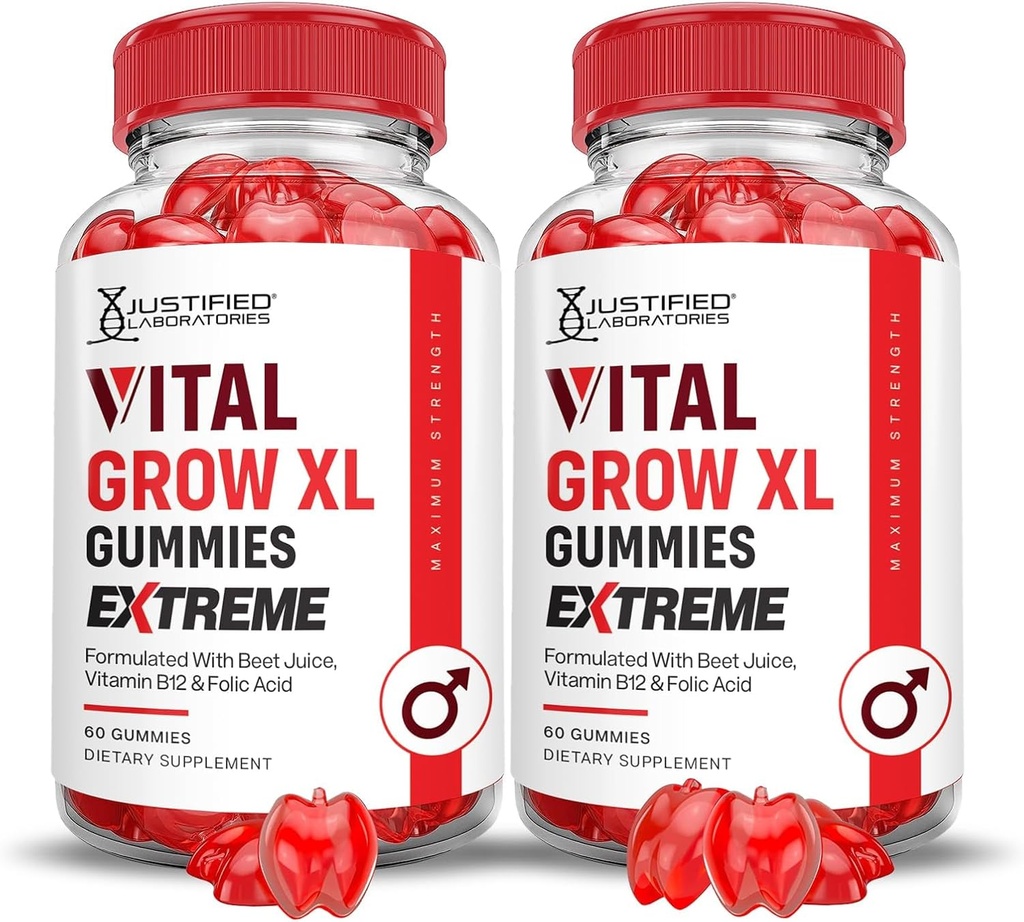 Laboratorios justificados (2 Pack Vital Grow XL Extreme 2000MG Performance Gummies Advanced Formulado con ACV Pomegranate Beet Juice Powder B12 Vegan Non GMO 120 Gummys