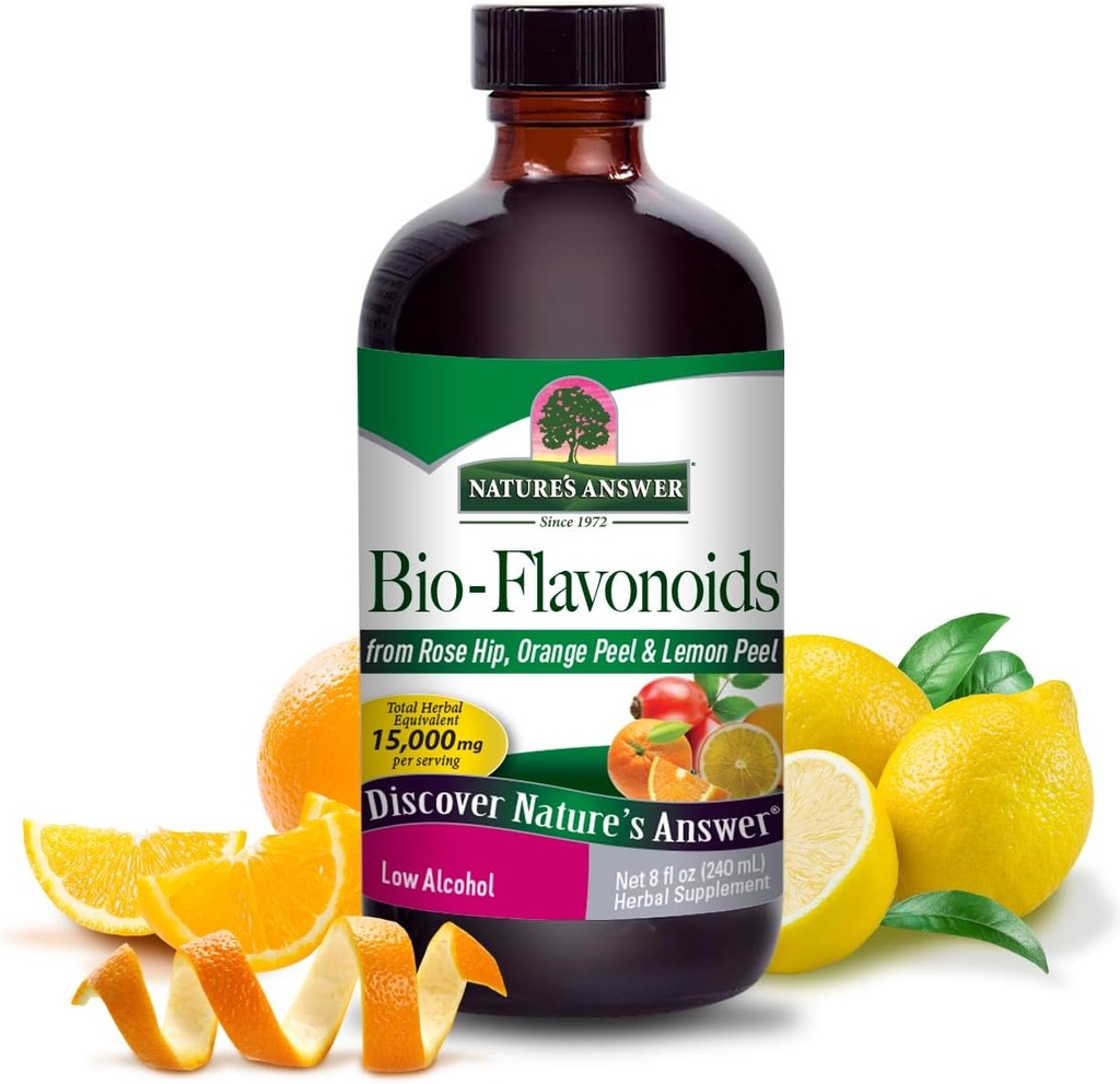 Respuesta de la naturaleza Lipo Flavonoid Plus Ear Ringing Supplement, Bio-Flavonoids with Rose HIPS, Immune Support, Kosher, Organic Low Alcohol, Citrus Bioflavonoids, Gluten Free, Made in USA, 8 oz