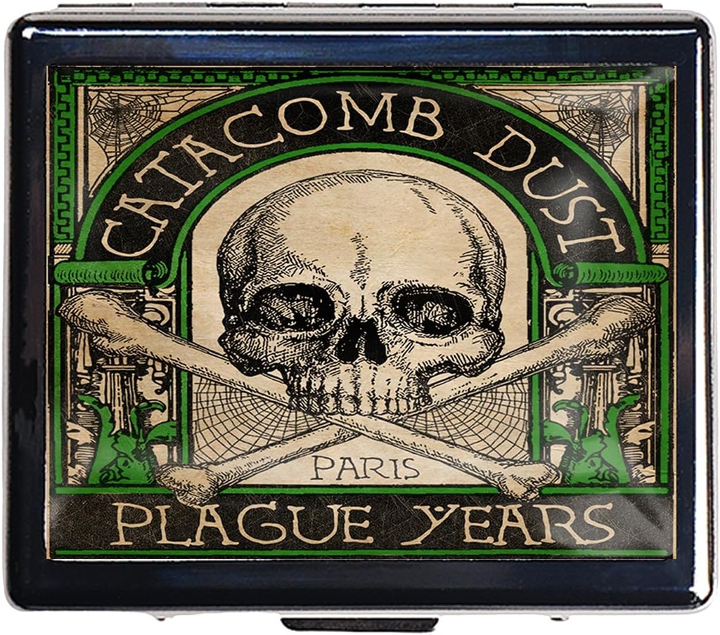 Caja de Píldora Vintage de Plata Caja de Píldora de Metal de 7 Días con Espejo y 8 Compartimientos Organizador de Píldora de Viajes Curiosa para Purse (Vintage Skull)