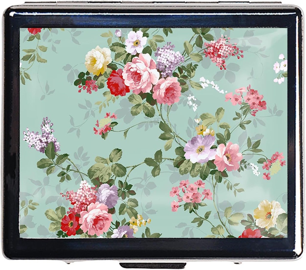 Caja de Píldora Vintage de Plata Caja de Píldora de Metal de 7 Días con Espejo y 8 Compartimientos Organizador de Píldora de Viajes Curiosa para Propósito (Vintage Floral)