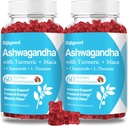 2 Pack Ashwagandha Gummies con L-theanine, Ashwa Root Suplemento Gummy para Mujeres Hombres, 120 mezclado de bayas saboreado