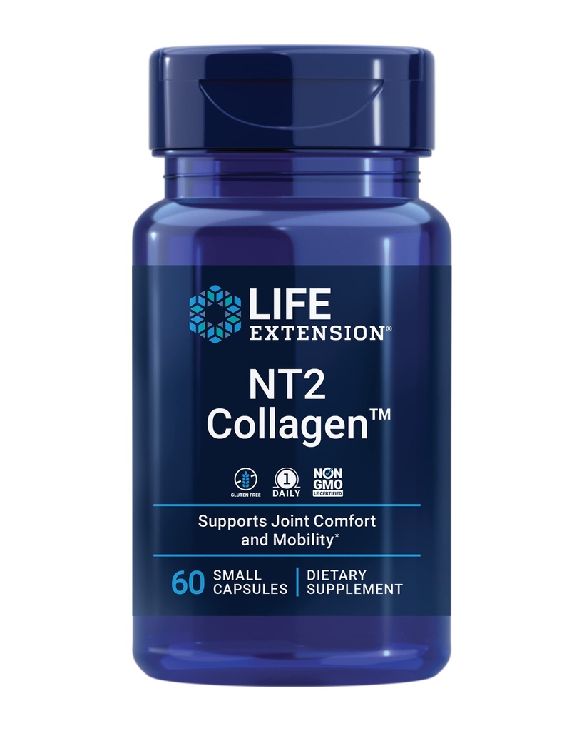 Life Extension NT2 CollagenTM, Joint Health Supplement for Joint Comfort & Mobility, Gluten-Free, Non-GMO, 1 Daily, 60 Small Capsules