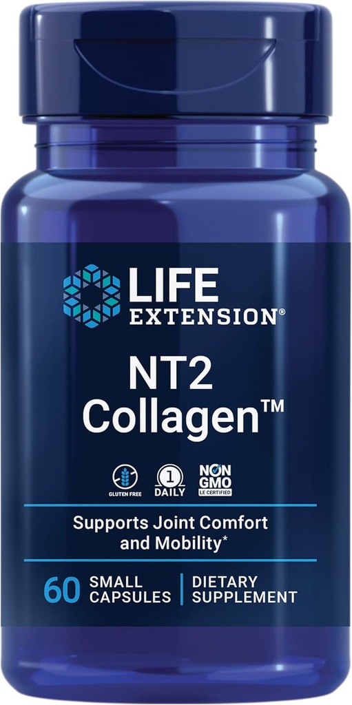 Life Extension NT2 CollagenTM, Joint Health Supplement for Joint Comfort & Mobility, Gluten-Free, Non-GMO, 1 Daily, 60 Small Capsules