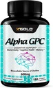 Suplemento de la línea alfa GPC 600mg, 99%+ Fuente de Choline altamente purificada, altamente biodisponible, 180 cápsulas vegetarianas, cognitivo enhancer nootropic, soporta la función de memoria " cerebro, Boost Focus " Mood