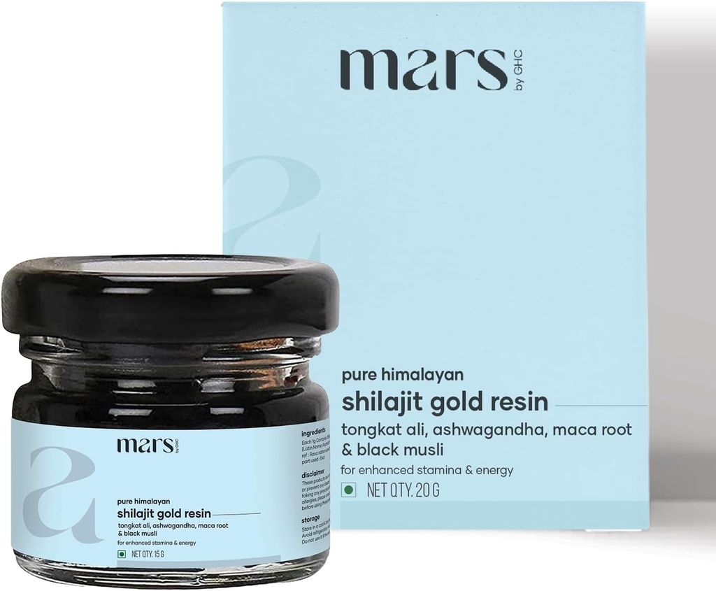 mars by GHC Pure Himalayan Shilajit Gold (Resin) Powered with Shilajit and Surgemax - 20g - Pack of 1 Silencio Puro Orgánico Shilajit Resin sourced from Himalayas