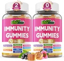 10 en 1 Apoyo Inmunitario Suplemento Gummies, w/Echinacea, Elderberry Vitamin C y Zinc, Selenium, Vitamina D3 5000IU, Magnesium, Daily Immune Booster Multivitamin, para Antioxidante Bone Energy, 2 Pack