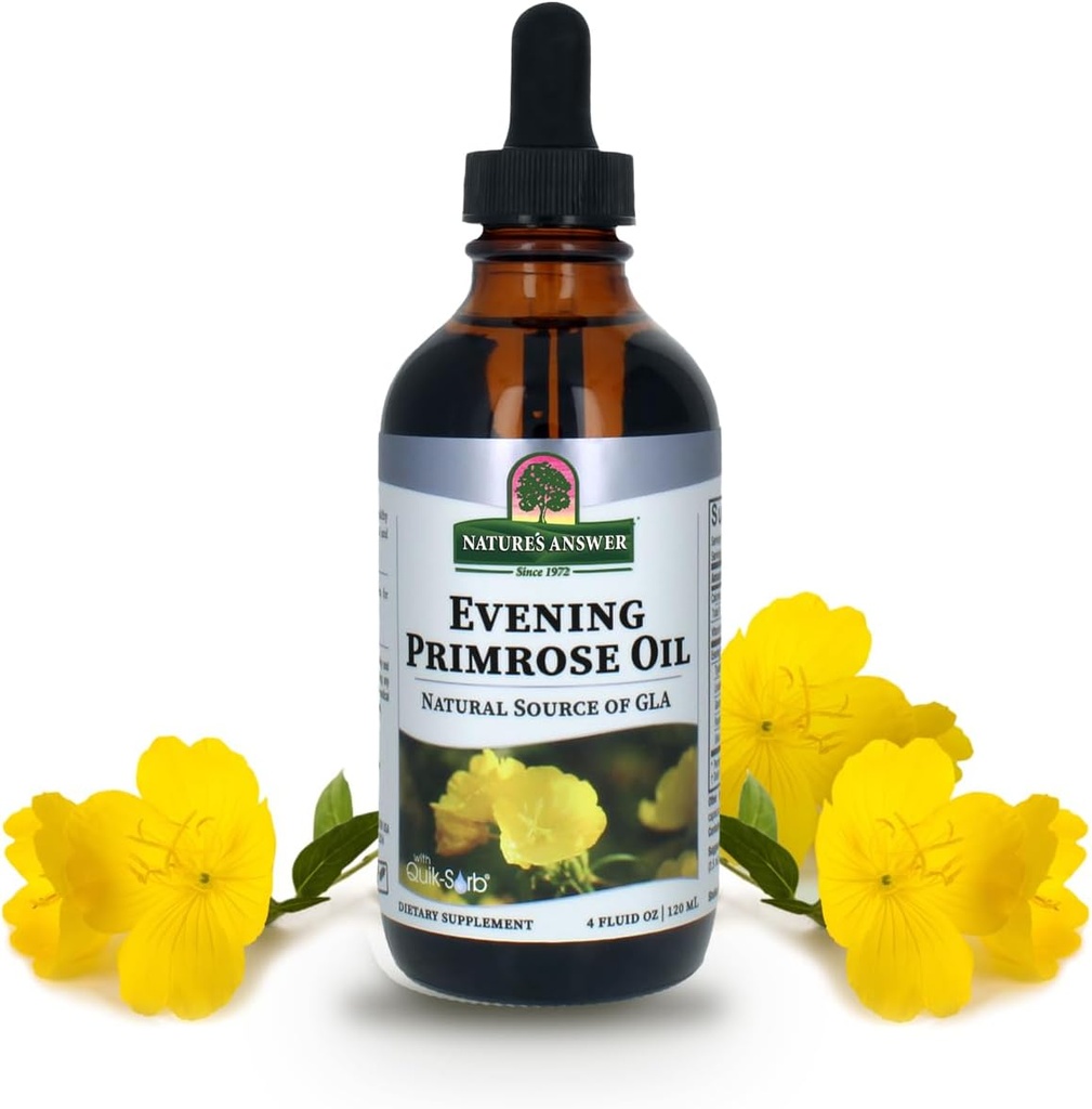 Respuesta de la naturaleza Liquid Evening Primrose Oil 4oz Liquid ← Cold Presionado ← Esencial All Natural Moisturizer for Hair, Skin, Nails ¦ Rosacea Psoriasis Eczema Relief ← Single Count