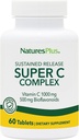 NaturesPlus Super C Complex, Sustained Release - 60 Tablets - 1000mg Vitamina C + 500mg Bioflavonoids - Vegetariano, Gluten Gratis - 60 Servings