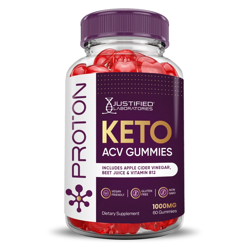 Justified Laboratories Proton Protein Keto ACV Gummies Advanced Formula 1000MG Proton Keto Gummies Apple Cider Vinegar Boost Formulado con Powder Pomegranate Beet Juice B12 Vegan Non GMO 60 Gummys