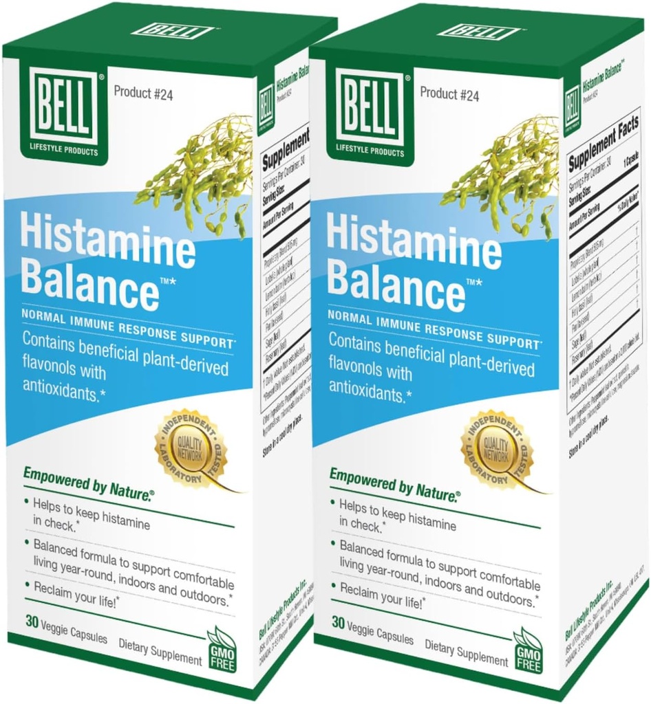 Bell Histamine Balance - Suplemento Natural, Optimización de la respuesta inmunitaria " Mantener una respiración saludable Comfort - Unique Blend, 60 Veggie Caps