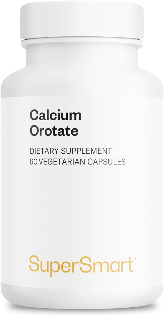 SuperSmart - Calcio Orotate with Magnesium Orotate 9:1 (Highly Bioavailable) - Advanced Teeth & Bones Strength Supplement ← Non-GMO & Gluten Free - 60 cápsulas vegetarianas