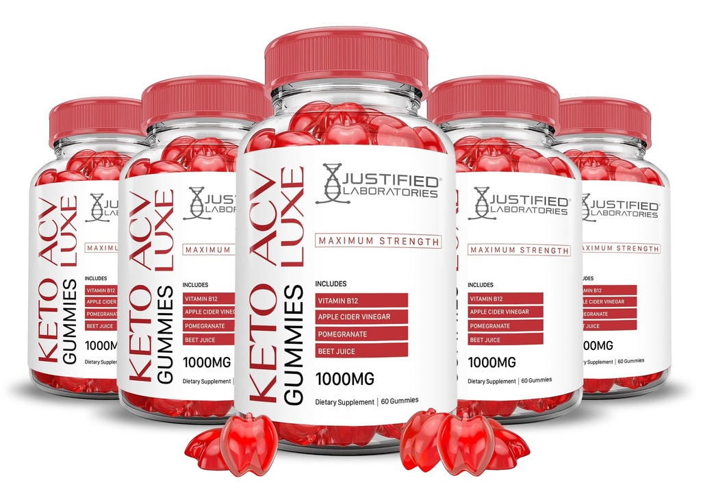 (5 Pack) Luxe Keto ACV Gummies Advanced Formula 1000MG Luxe Keto Gummies Apple Sider Vinegar Formulado con Pomegranate Beet Juice Powder B12 Vegan Non GMO 300 Gummys