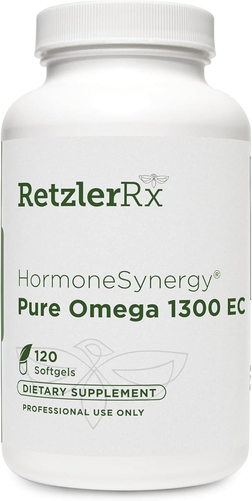 HormoneSynergy Omega 1300 EC Fish Oil Softgels - High-Strength Omega 3 Supplement with Enhanced Absorption - IFOS Verified, Enteric Coated, 600mg EPA, 260mg DHA - 120 Count