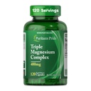 Complejo de magnesio triple de Puritan con óxido de magnesio, aspartato y citrato 400mg, suplemento dietético para músculo, corazón, nervio y soporte de hueso, 120 cápsulas de liberación rápida