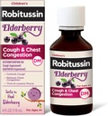 Tos Robitussin Elderberry + Congestión Chest DM Medicina de la tos infantil, Alivio de la congestión de pecho y jarabe de tos - 4 Fl Oz