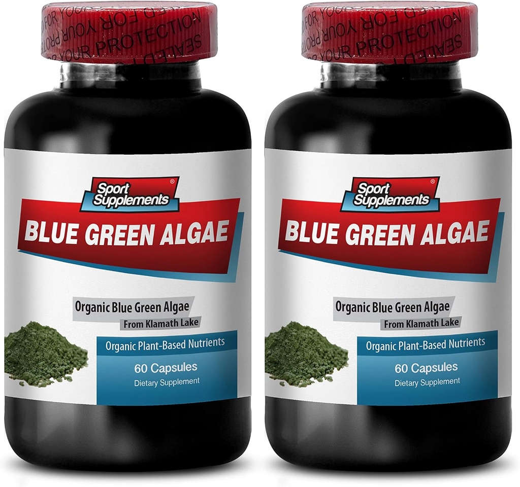 Pure Green Superfood from Klamath Lake to Promote Healthier and Younger Looking Skin - Blue Green Algae 500mg, Blue Green Algae Capsules, Blue Green spirulina, spirulina, chlorella - 2B 120 Cap