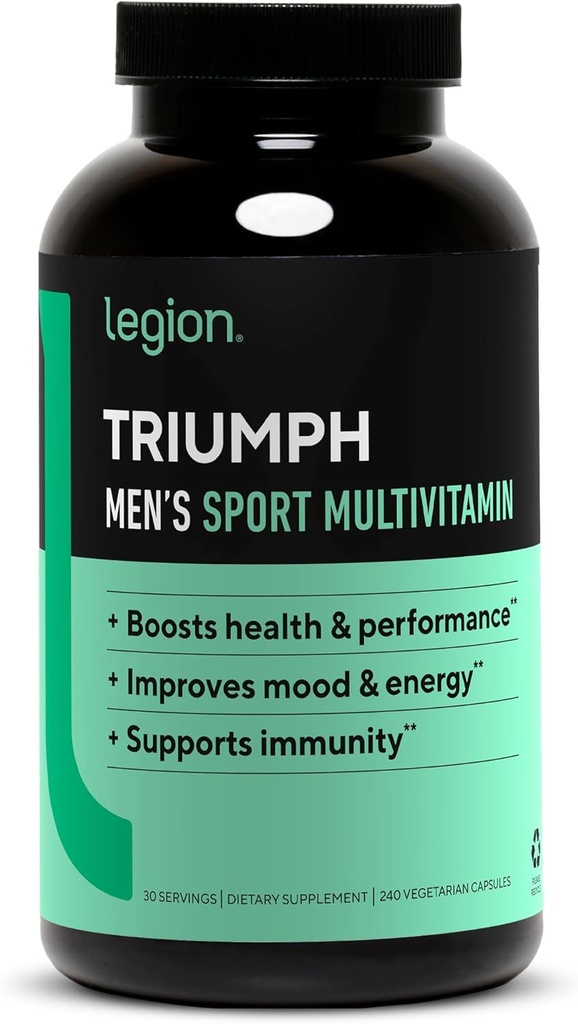 LEGION Triumph Men's Sport Vitamina - Multivitamina completa para hombres - Vitaminas diarias para hombres para aumentar la salud y el rendimiento - Multivitamina de hombres con 21 vitaminas " Minerales - 30 Actuaciones