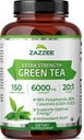 Zazzee Extra Strength Green Tea 20:1 Extract, 6000 mg Strength, 50% EGCG, 98% Polyphenols y 80% Catcehins, 150 capsules Vegan, 5 Month Supply, Standardized y concentrado 20X Potency, Non-GMO