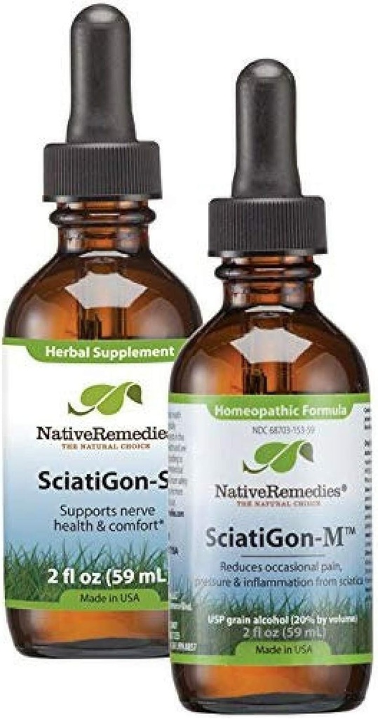 Remedios nativos Completo Sciatigon ComboPack - Todos los suplementos herbales naturales ayuda a reducir la presión en el nervio ciático y la remedia homeopática natural reduce el dolor, el calambre y la nuez