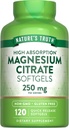 La verdad de la naturaleza Magnesium Citrate Softgels ← 250mg Silencio 120 Conde ← Absorción alta Silencio No Gluten Suplemento gratuito