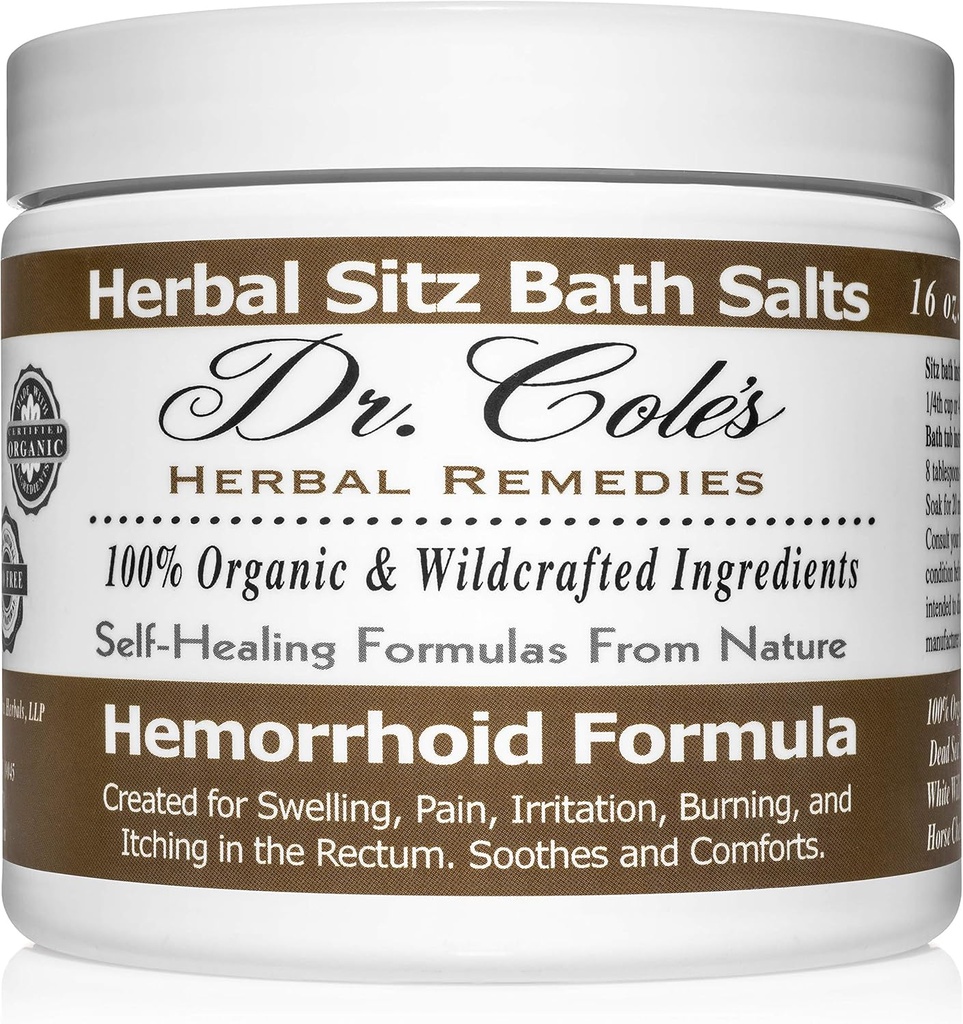Soak de baño Herbal Sitz del Dr. Cole – Salinas de baño ecológicas de base vegetal para la comodidad y la relajación – suave, fórmula natural – (White)