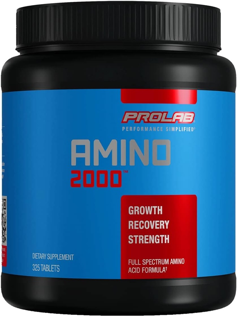 Prolab Amino 2000 Essential Amino Amino Acids Suplemento, Full-Spectrum EAA Formula for Muscle Recovery, Lean Muscle Growth & Performance Support (325 Tablets)
