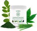 VORG SuperGreens - #1 Green Superfood Powder with Chlorella, Barley Grass, Moringa, Kelp, Spirulina, Wheatgrass - 100% Orgánico - Probióticos, Fibra " Enzymes (1 Week Supply)
