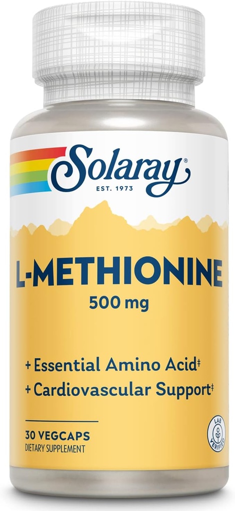 SOLARAY L-Metionina Suplemento, 500 mg TENIDO 30 Cuenta