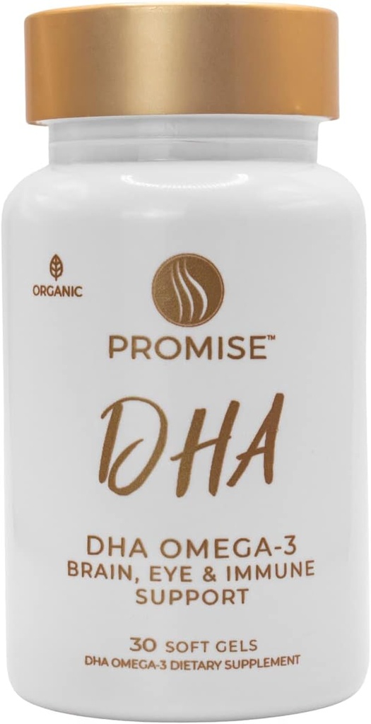 Promesa DHA Prenatal - Grado Farmacéutico Omega-3 DHA (3 Mes de Suministro) Softgel saboreado de fresa con 290 mg de DHA. DHA natural para el desarrollo del cerebro y del ojo del bebé
