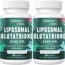 8-en-1 Glutathione Liposomal 2400 MG, Fórmula Antioxidante de alta absorción – con ácido hialurónico, ácido alfa-Lipoico, Resveratrol - Skin, Sistema desintoxicación del hígado, 120 Softgels