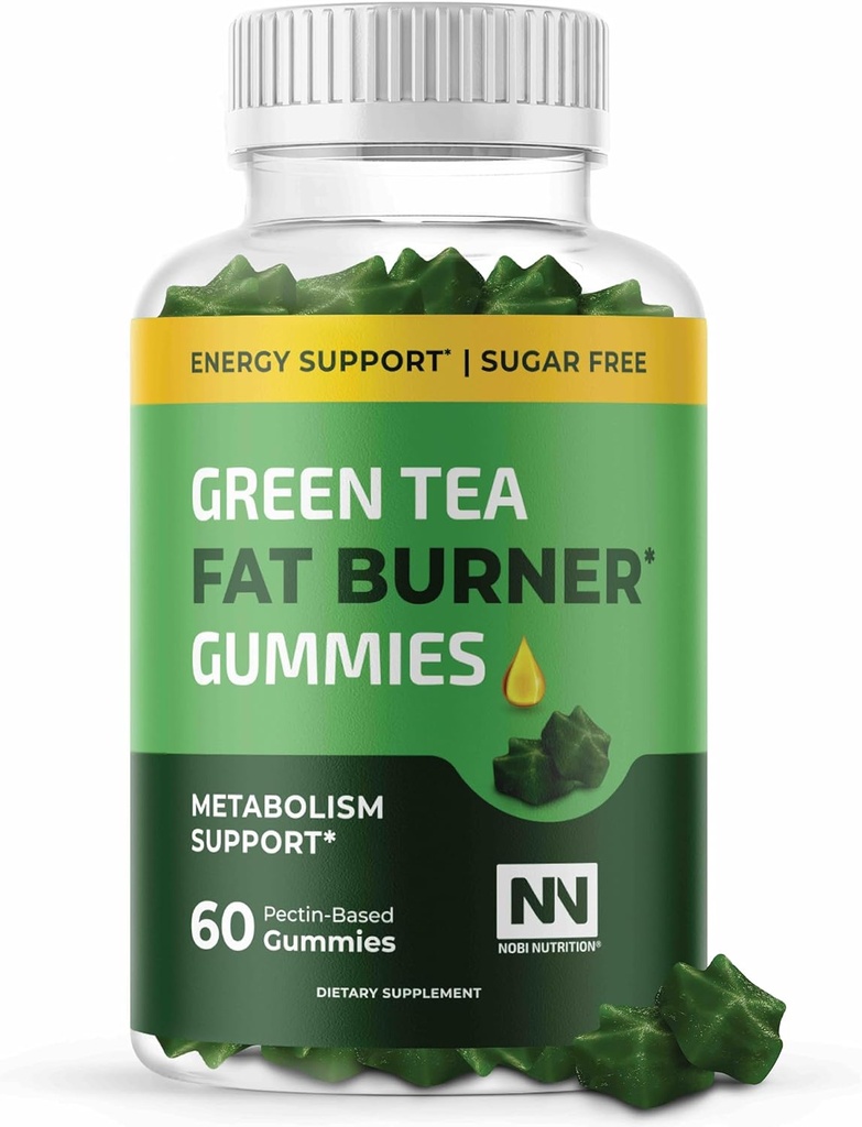 Nutrición Nobi Nutrición Green Tea Fat Burner Gummies for Weight Loss ← Metabolism Boost &amp; Appetite Suppressant with Green Coffee Bean and Garcinia Cambogia ¦ Pills to Burn Belly Fat for Women &amp; Men