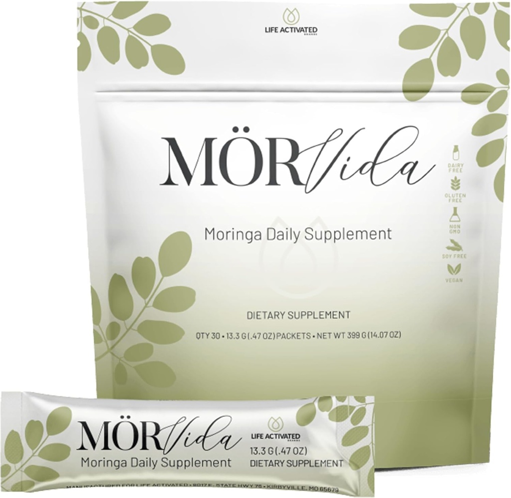 Mörvida Daily Supplement - Moringa Oleifera from The Himalayas - High in Vitamin C, Calcium &amp; Protein -Rich in Minerals, Protein &amp; Más - 30 Sachets