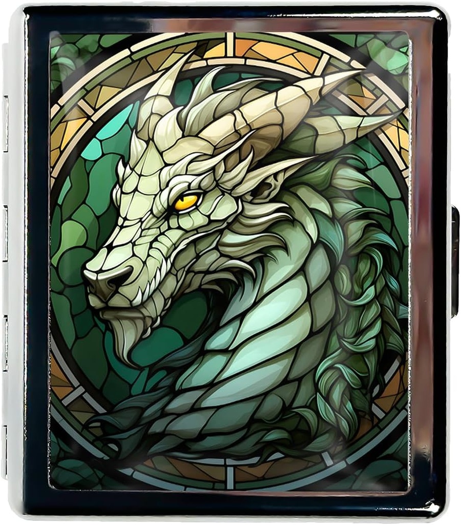 Pill Organizer Caja de Pill Pequeña para Esenciales de Purse 7 Días Cute Pill Box con Mirror Caja de Pill Portable para Pocket o Píldora Containe Travel Gifts (Dragón Verde)