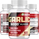 BEBEFEN Suplementos de ajo - Extracto de ajo cápsulas para el sistema digestivo, Immune Health &amp; General Well-Being - Vegetariano, No GMO