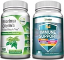GreeNatr Energy Support &amp; Immune Defense Bundle: Pure Moringa Oleifera Leaf Extract Veggie Capsules (1000 mg) con 7-in-1 Immune Support Formula for Energy, Mood, Memory, Focus