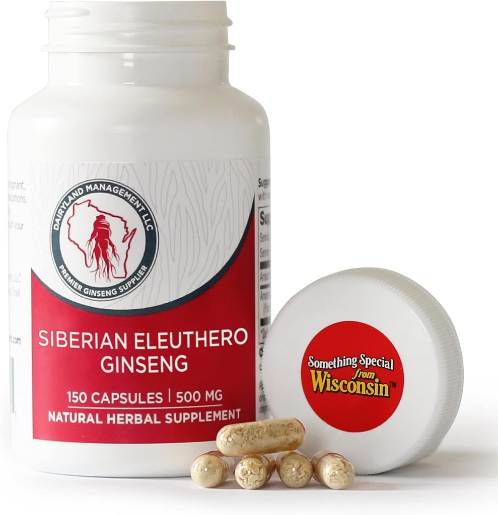 Dairyland Ginseng - Siberian Eleuthero Root Capsules - 150 ct - Authentic Siberian Ginseng - Utilizar como parte de su diario suplemento de hierbas rutina - Gluten Gratis &amp; No GMO
