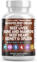 Nutracéuticos limpios Grass Fed Beef Liver Capsules - Premium Quality Suplemento Empaquetado con Píldoras Desiccated, Beef Heart, Spleen, Pancreas Plus Bone & Marrow Dao Enzyme