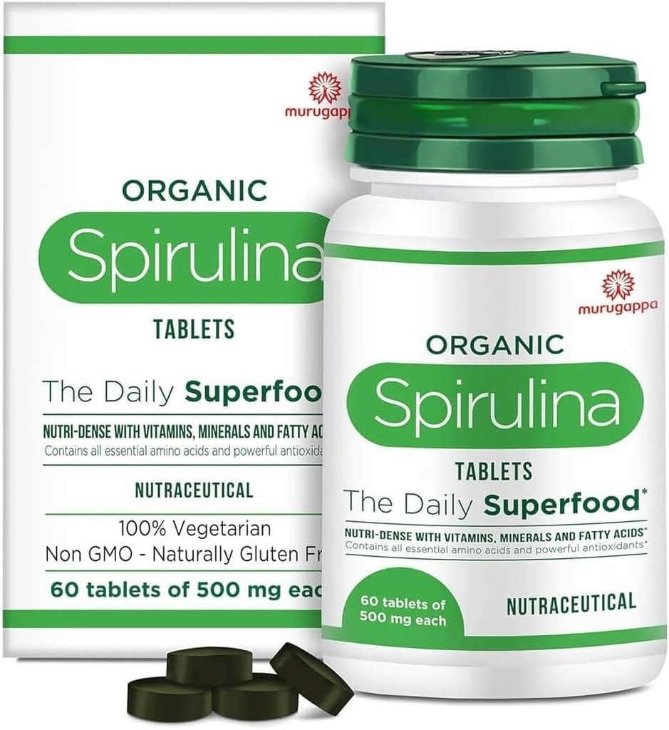 Tablas ecológicas de Espirulina DURJA - La mayoría biodisponible Proteína " Nutri-Dense Superfood " Sobrevivir la inmunidad y el suplemento de salud TEN Metabolismo Booster TEN 100% Vegan ANTE 60 Tabletas (500 mg cada uno)...'