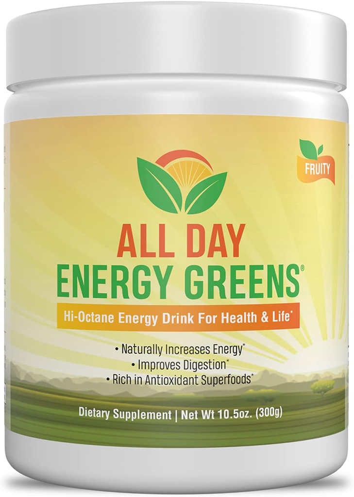 IVL - All Day Energy Greens - Suplemento Powder Mix Drink, Greens Powder Superfood - Super Greens Blend for Optimal Nutrition,Energy & Digestion,Superfood Boost(Fruity Flavor)