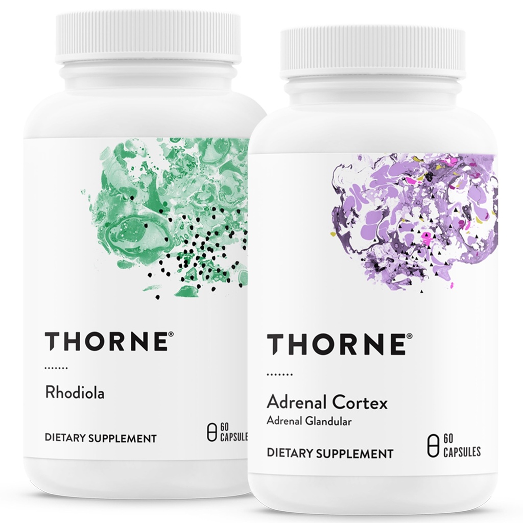 THORNE - Adaptogen &amp; Adrenal Support Bundle - Soluciones naturales para lidiar con el estrés - Rhodiola y Adrenal Cortex - 60 Servings