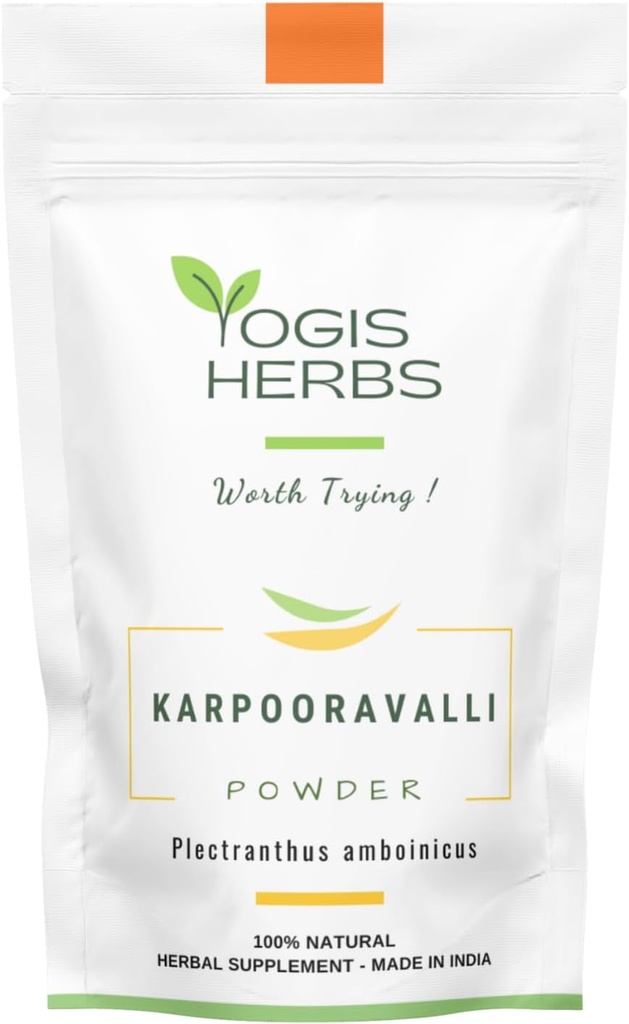 YOGIS HERBS Karpooravalli Herbal Powder - 100% Natural Suplemento para el Soporte Respiratorio, Digestive Wellness, " Nutritional Boost (3.5, Ounces)