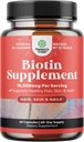 Natures Craft 10000 mcg Pure Biotin Pills for Women Men - Promueve el cabello delgado y más completo. Suplemento natural para el crecimiento del cabello delgado brillante - Capsules de vitamina vegetariana - Obtener uñas fuertes de piel clara