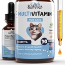 Cat Multivitamin - Promueve la piel saludable " Cuna, Soporte conjunto, Longevidad " Más - Vitaminas de gato - Suplementos de gatos " Vitaminas de gato para gatos interiores - Vitaminas de gatito - Cat Immune Support - 1oz