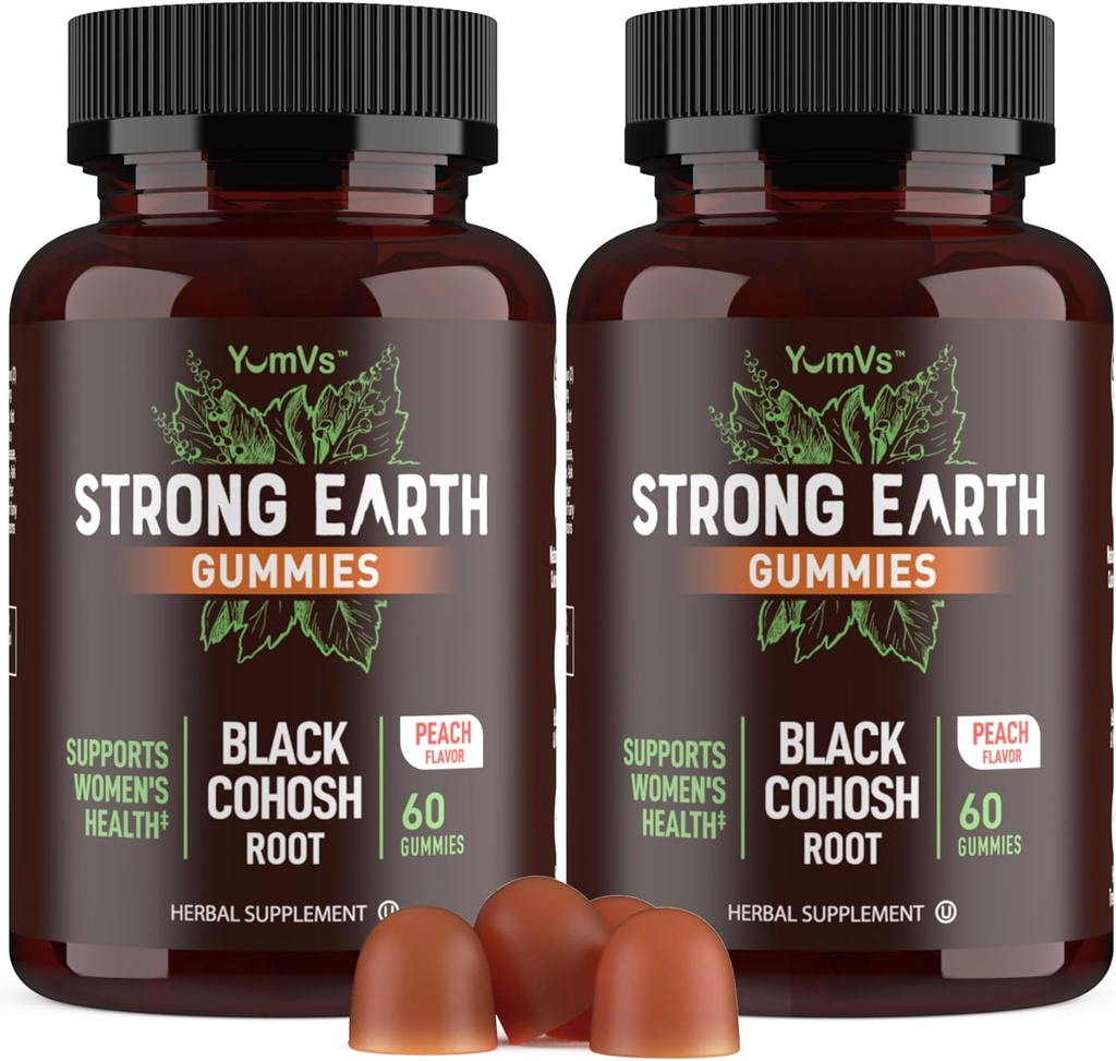 YUM-V'S Strong Earth Black Cohosh Root 50mg (60 Cuenta) - Natural Extract Menopause Suplementos Night Sweats &amp; Hot Flashes for Women