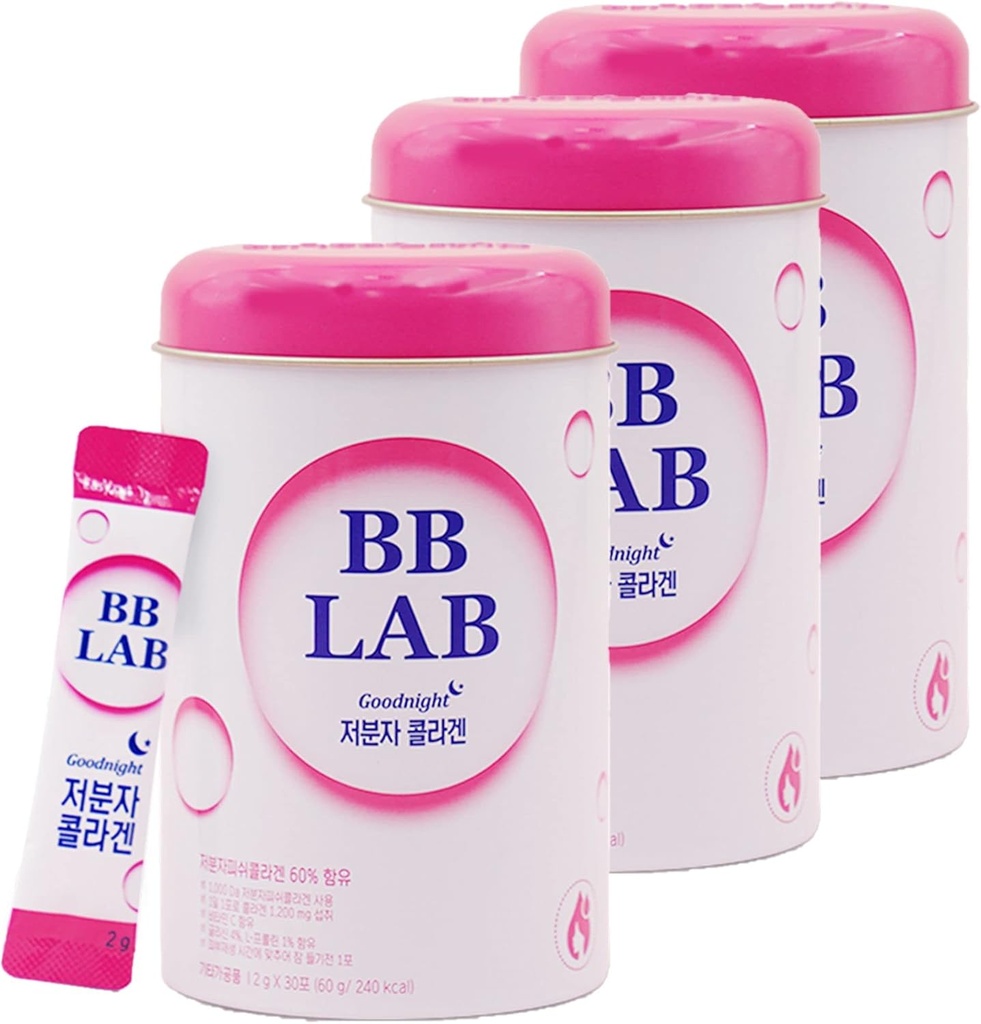SOUND OF SEOUL BB LAB Goodnight Collagen, Low Molecular Collagen, for Skin &amp; Bone Health, Made in Korea, 1 Month Supply Per Container, 30 Packets (3)