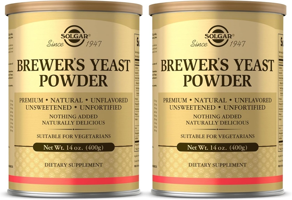 Solgar Brewer's Yeast Powder - 14 oz, Pack of 2 - Natural, Unflavored ' Unsweetened - Adecuado para los vegetarianos - 26 Servings