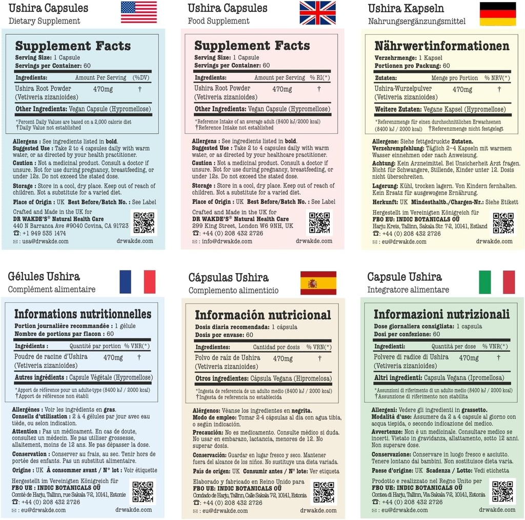 Capsules Ushira de DR WAKDE (Vertiver ← Vertiveria zizaniodes)
