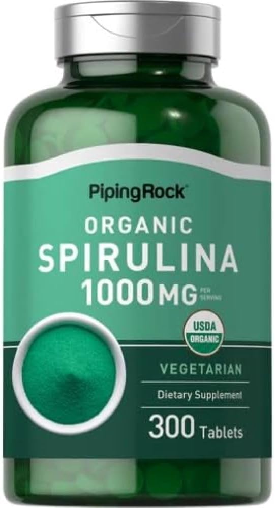Piping Rock Espirulina Orgánica TENIDO 1000mg ANTE 300 Tablets ANTE Arthrospira Platensis ANTE Vegetarian, Non-GMO, Gluten Free Supplement