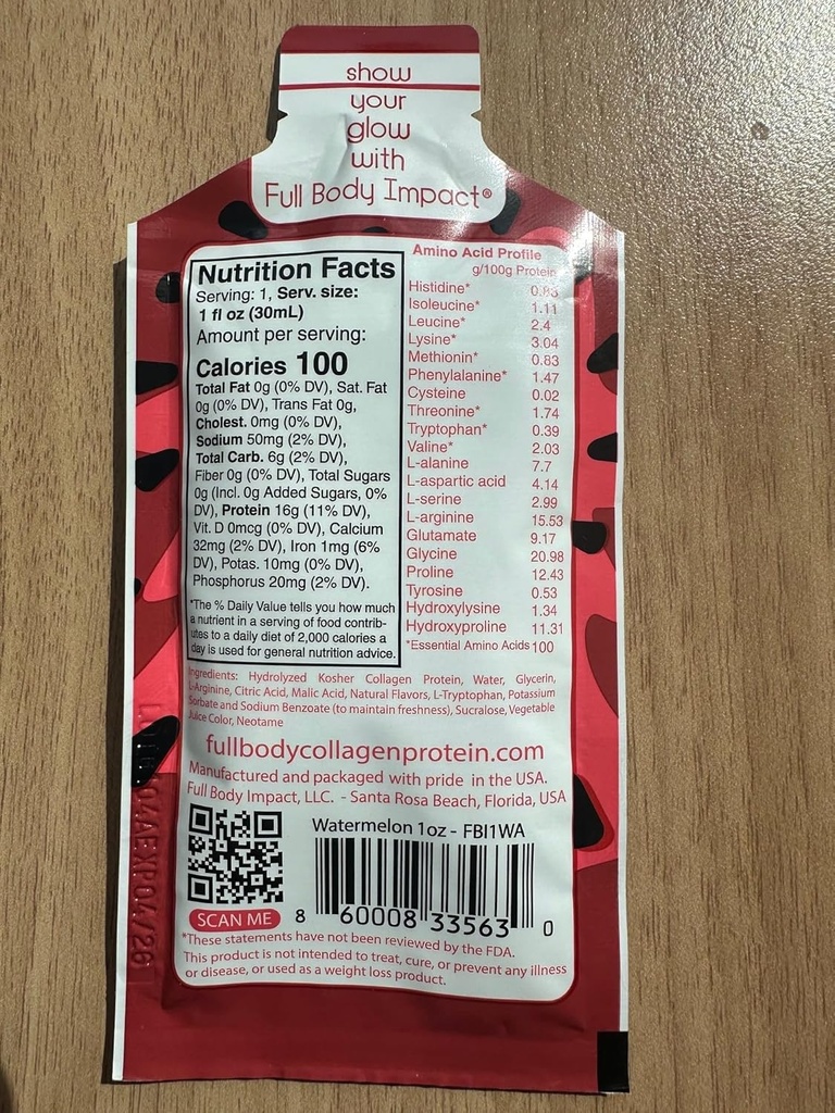 Suplemento de Proteína de Collagen Líquido 16.000mg (16g) de Péptidos de Collagen Hidrolyzed Tipos I " III para el cabello sano, la piel, las uñas " , 1oz Packet (Trial Pack - 2 de cada sabor)